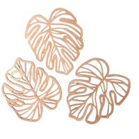 Bothyi - 3 Piezas De Hojas De Palma De Madera Para Decoración De Pared, Obra De Arte Para Pasillo, Balcón, Sala De Estar, Amarillo Claro