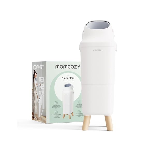 Momcozy Pañal Pail con Control de olores de triple sello patentado, Amplia apertura, Altura ergonómica, Gran capacidad con ventana de visualización, Cerradura a prueba de niños