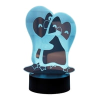Lelumania - Lampara Ilusion 3D Pingüinos Amor De 7 Colores, Base Touch