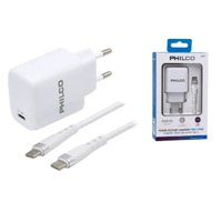 Philco - Cargador Rapido 3.0 Usb C Con Cable 18W Blanco Qc621
