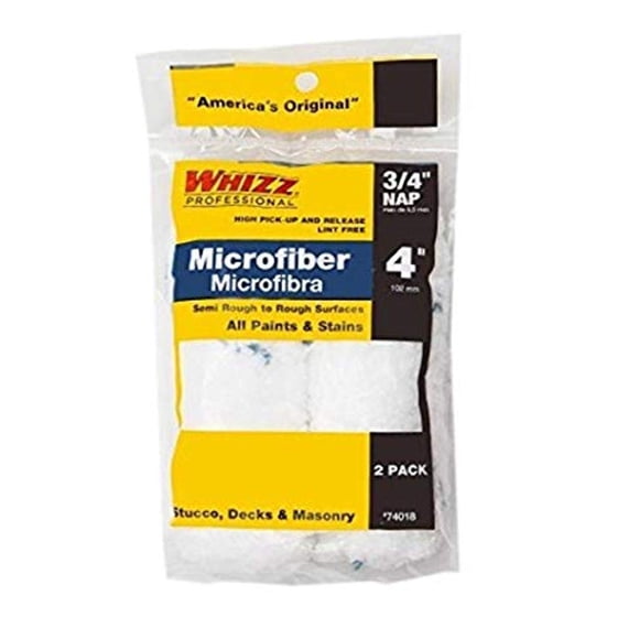 Mini Roller WHIZZ de 10 cm de microfibra con rayas azules, paquete de 2