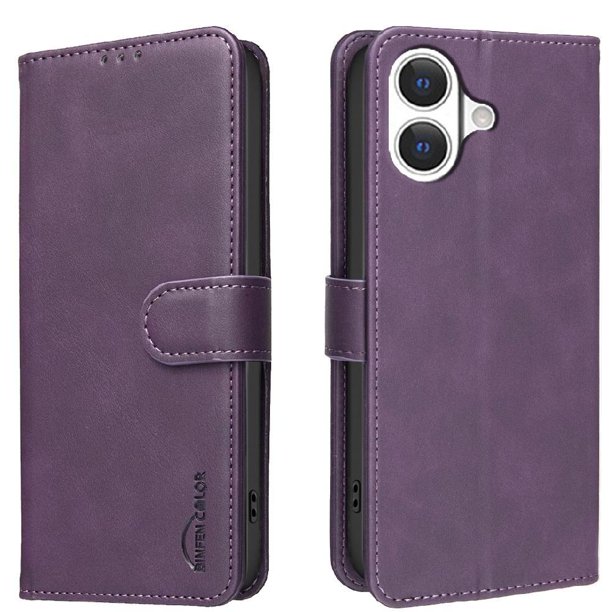 Funda Billetera para iPhone 17 Protección RFID y Soporte Ajustable Morado