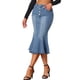 thumbnail image 1 of INSPIRE CHIC Falda de Cola de Sirena para Mujer Vuelta al Colegio para Mujer Maxi Falda de Mezclilla Desgastada Azul Cielo M, 1 of 6