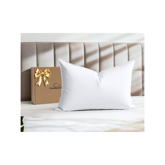 Almohada PlushHavenCloud Estándar Mediana de Plumón Blanco de Ganso