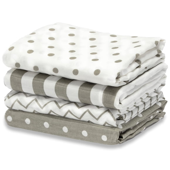 Mantas de muselina CuddleBug de algodón para niños de 0 a 3 meses, 120 x 120 cm