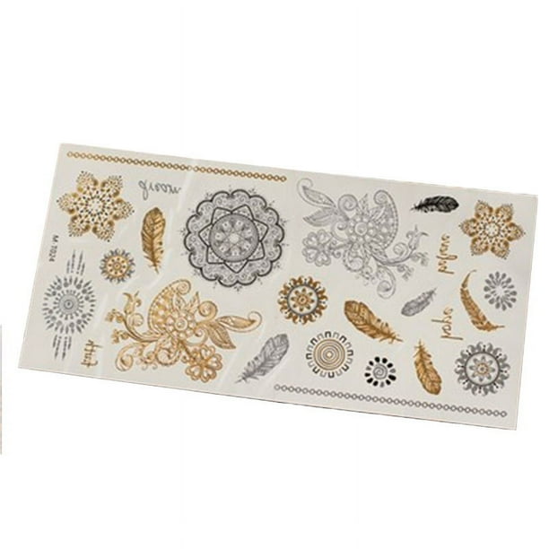 Fashion Bronzing Retro Tattoo Stickers , Waterproof Bracelet Metallic Shiny Temporary Tattoo Stickers