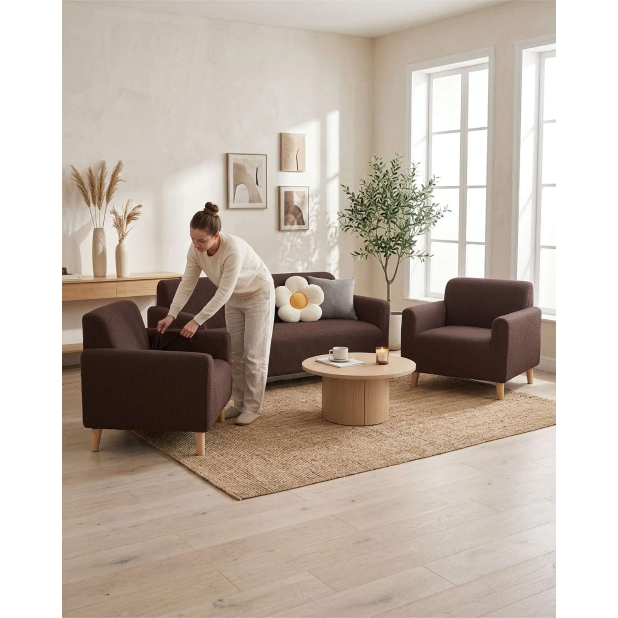Myl Todo Hogar - Juego De Cubre Sillón 3+1+1 Texturizado Premium - Ajuste Perfecto
