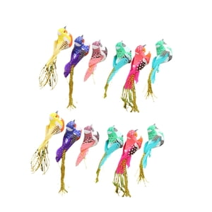 Magideal - 12 Uds. De Pájaros Artificiales, Pájaros Artificiales De Espuma De Simulación, Adornos De Pájaros De Colores Mezclados Para Decoración Navideña, Fiest