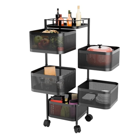 Prochef - Carro Organizador 5 Canastos Pivotantes Cuadrados