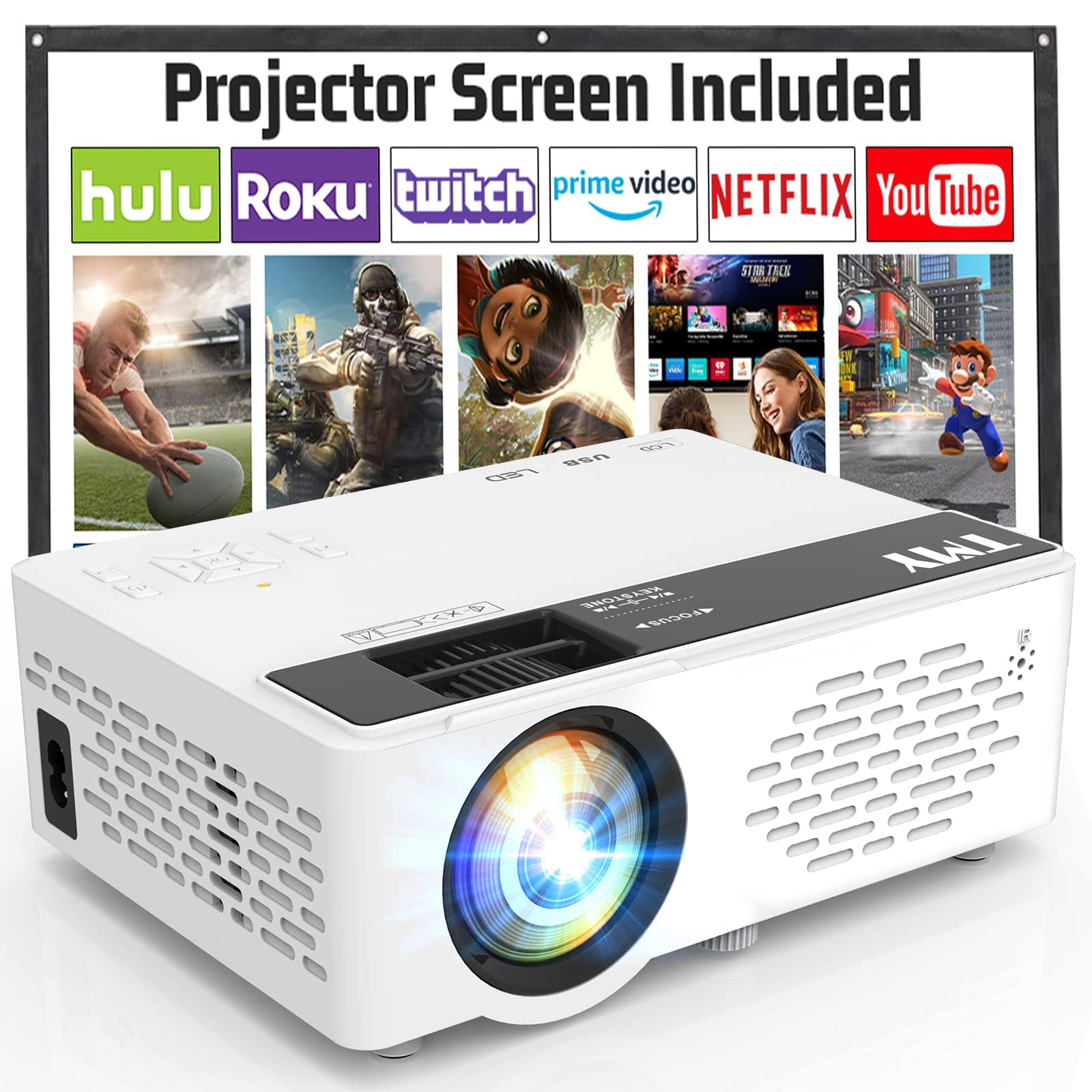 Miniproyector Tmy 2024 Bluetooth 1080p Full Hd Portátil