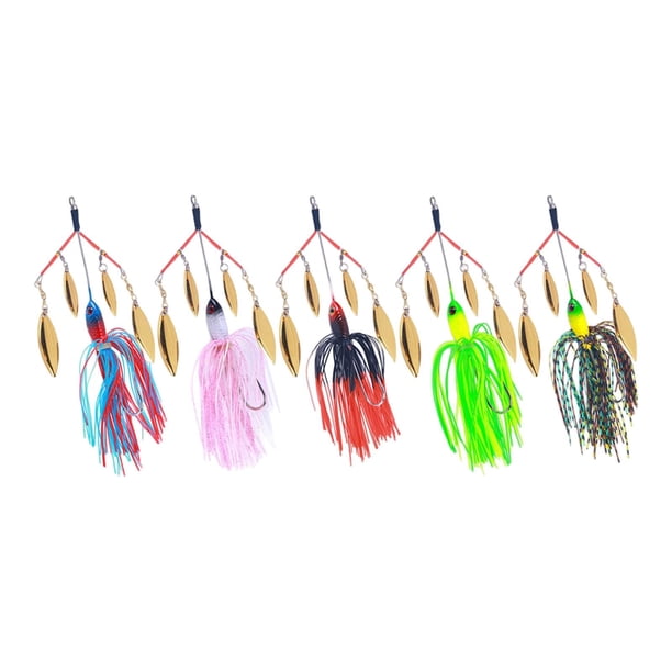 Señuelos de pesca giratorios, 5 uds., señuelos para trucha, gambas de seda, cuchara giratoria, señuelos de lubina para Panfish, trucha, perca, lubina