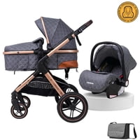 Coche Travel System Con Accesorios Lubabycas X1 Gris