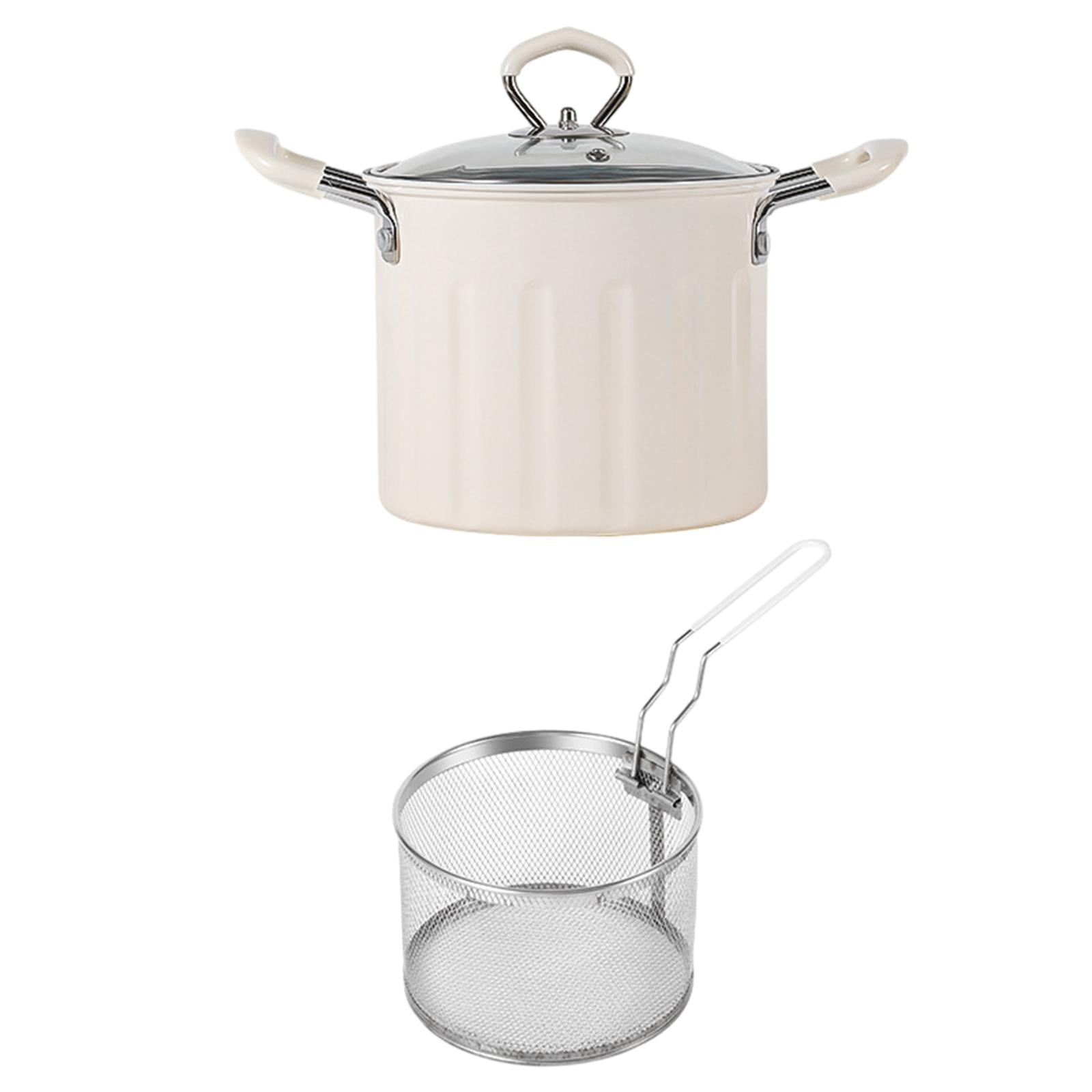 Bothyi - Olla Para Freír De 3 Litros Con Colador, Sartén De Cocina Para Freír, Fiesta, Cocina, Color Blanco