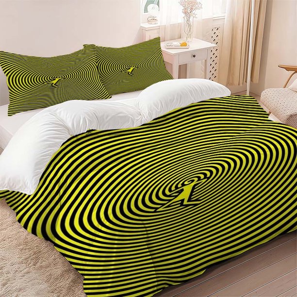 3pcs Psychedelic Art Dynamic Spiral Theme Bedding Set Duvet Cover and Pillowcase Set Soft and Comfortable