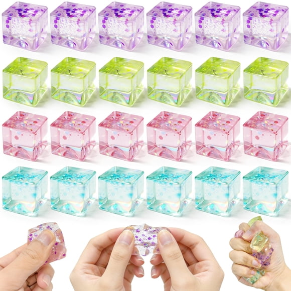 Fidget Toy niaosiben Cubos de Hielo con Glitter 24 Piezas 2,5 cm