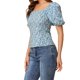 thumbnail image 4 of INSPIRE CHIC Blusa Floral de Mujer con Escote Cuadrado de Corazón, Mangas Abullonadas, Espalda Fruncida, Top Casual Azul L, 4 of 6