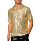 thumbnail image 4 of INSPIRE CHIC Camisas Polo de Lentejuelas para Hombre de Manga Corta Brillo Purpurina Fiesta de Discoteca de los Años 70 Polo XL Dorado, 4 of 4