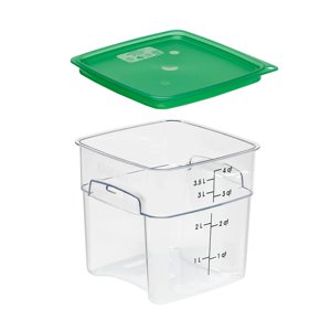 Cambro - Recipiente Graduado Cuadrado Policarbonato 4 Litros. Y Tapa Verde
