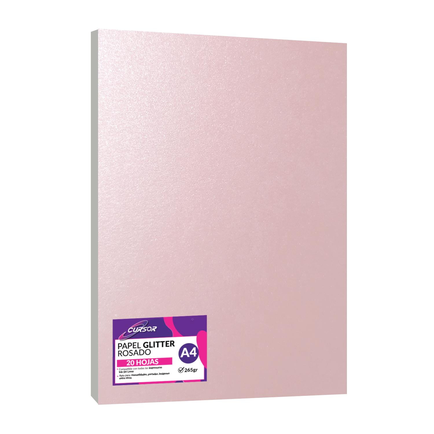 Cursor - Papel Fotográfico Glitter Glossy Rosado 20hjs A4 Envíogrx5 265gr