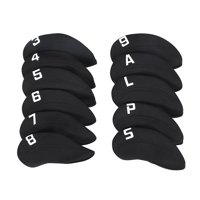 Magideal - 11 Piezas De Neopreno Golf Irons Head Covers Protection Guard, Golf Club Head Cover A Prueba De Arañazos 4-9, P, S, A, Etiqueta De Número , Negro