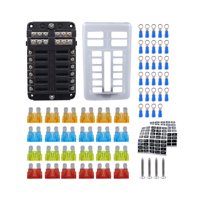 Magideal - Caja De Fusibles De 12 Vías, Portafusibles Con Cubierta Transparente, Fácil De Instalar, Bloque De Fusibles De Cuchilla De 12V Resistente Al Agua Para