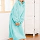 thumbnail image 4 of Manta Sherpa portátil, sudadera con capucha de talla grande, manta para televisión con mangas largas y bolsillo, talla única, azul lago, 4 of 5
