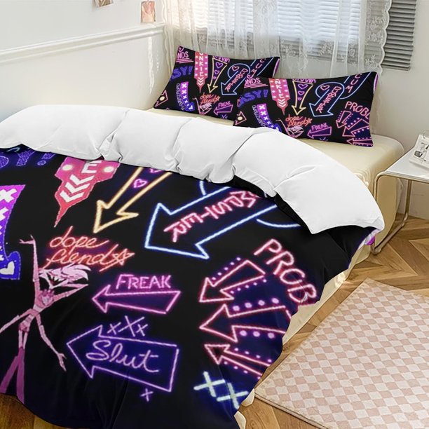 Hazbin Hotel 3-Piece Twin Bed Set - Includes 1 Single Comforter And 2 Pillowcases Bedding - Fade Resistant Microfiber - Hazbin Hotel