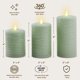 thumbnail image 2 of Pack de 3 velas LED LumiPur verde salvia (8 cm‑13 cm), 2 of 5