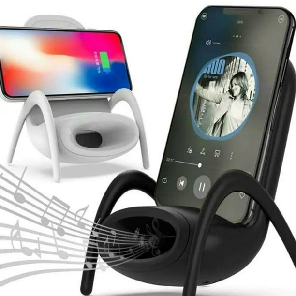 Portátil Mini Silla Soporte Cargador Inalámbrico Estación Escritorio Teléfono Móvil Soporte Carga Rápida Para Xiaomi iPhone Samsung-Negro