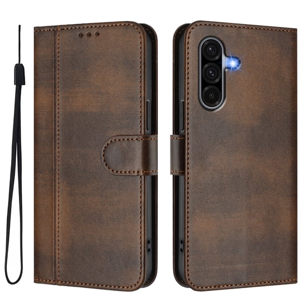 Funda Cartera para samsung galaxy A56 Protección 360° con Ranuras para Tarjetas y Soporte Marrón