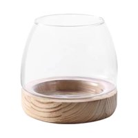 Magideal - Macetero De Vidrio, Macetero Hidropónico, Estante De Madera, Jarrón Hidropónico, Macetero De Escritorio, Terrario De Plantas Para Decoración De Mesa Medio