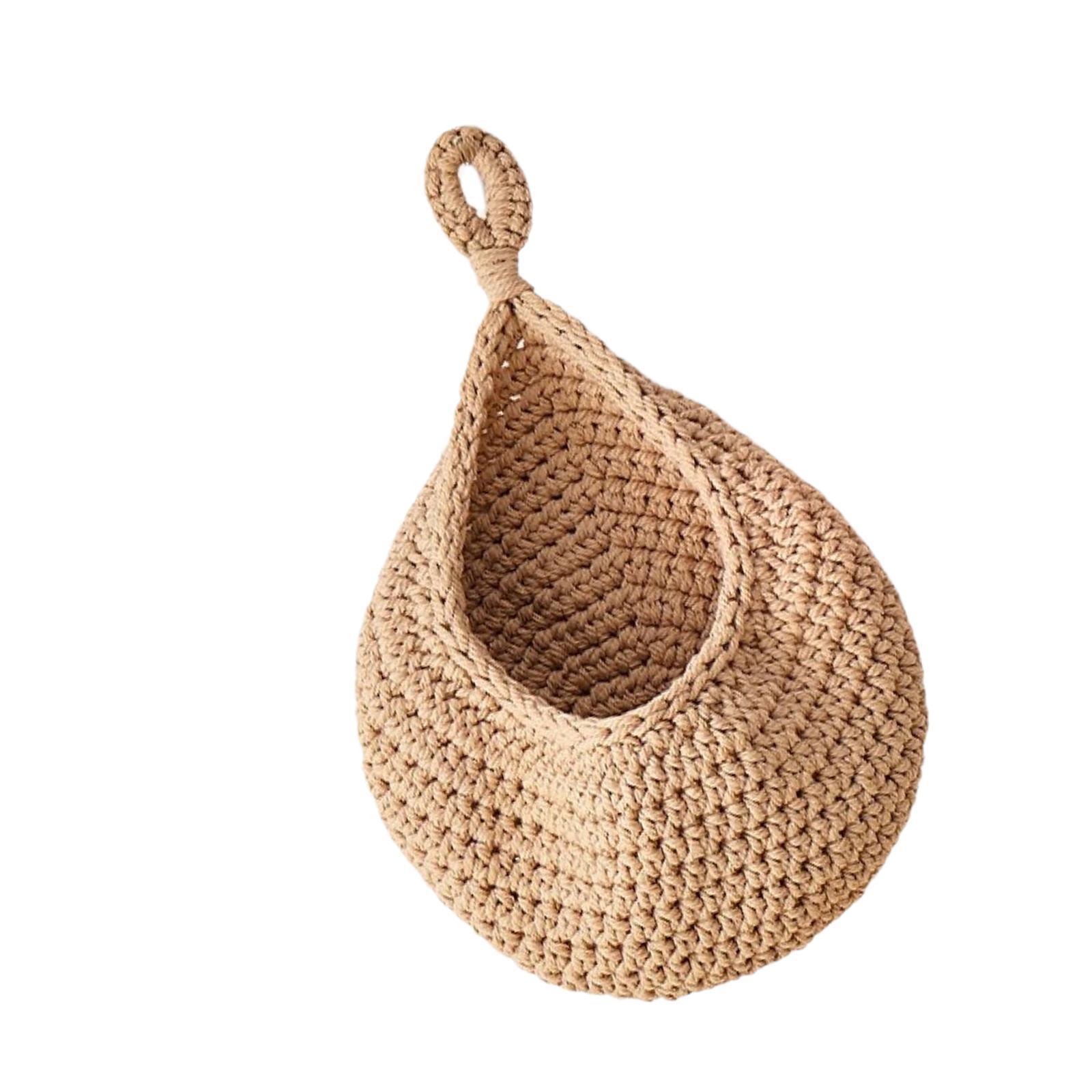 Bothyi - Cesta Colgante De Pared Con Forma De Gota, Tejida A Mano, Para Cocina, Barra, Verduras, 28 X 35 Cm, Color Caqui