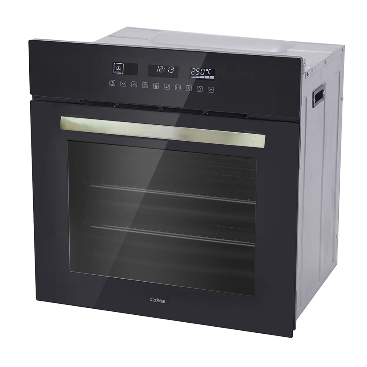 Groner - Horno Eléctrico Empotrable Black Touch Triple Vidrio 10f 59l