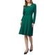 thumbnail image 4 of INSPIRE CHIC Vestido de Trabajo de Línea A para Mujer con Cuello de Solapa en V, Manga Larga, Ajuste Elegante y Vestido Acampanado con Cinturón M Azul Pavo Real, 4 of 5