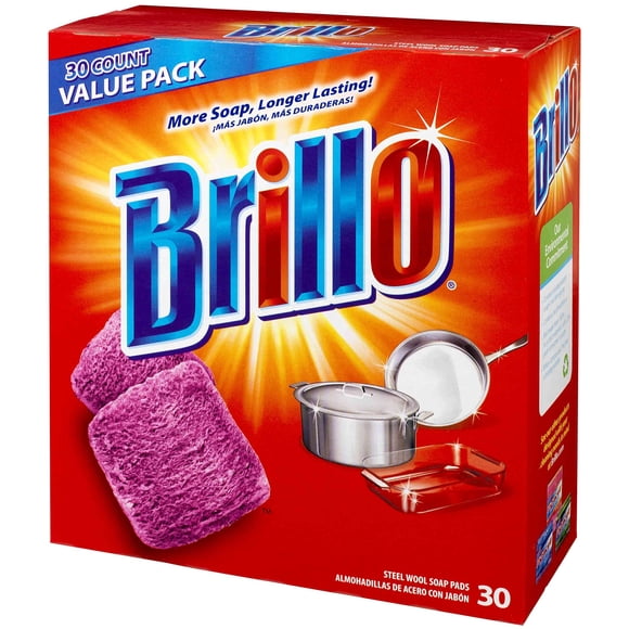 Almohadillas de jabón de lana de acero Brillo Original Scent, 30 unidades