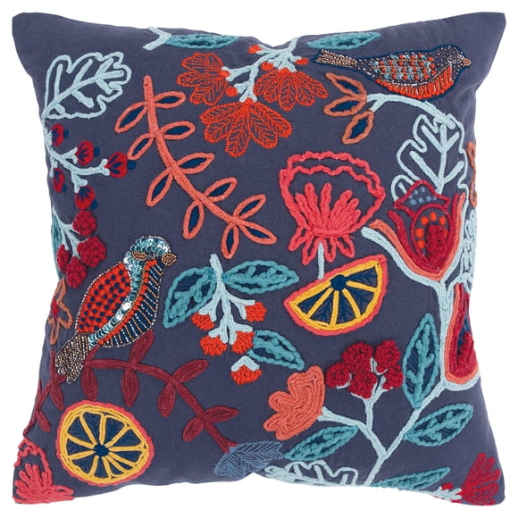 Almohada Rizzy Home con relleno de polietileno de 20 x 20 cm y funda de algodón, color azul