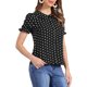thumbnail image 4 of INSPIRE CHIC Blusa de Mujer con Lunares, Manga Corta Abullonada, Botones y Cuello Peter Pan, Talla S, Negro Blanco, 4 of 6