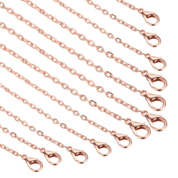 Uxcell paquete de 20 cadenas de collar de 20 pulgadas a granel 2mm chapadas en oro rosa con cierres de langosta para hacer joyas