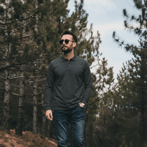 T-World - Polera Hombre Piqué Manga Larga Premium 60/40 Ideal Para Bordar Gris Oscuro