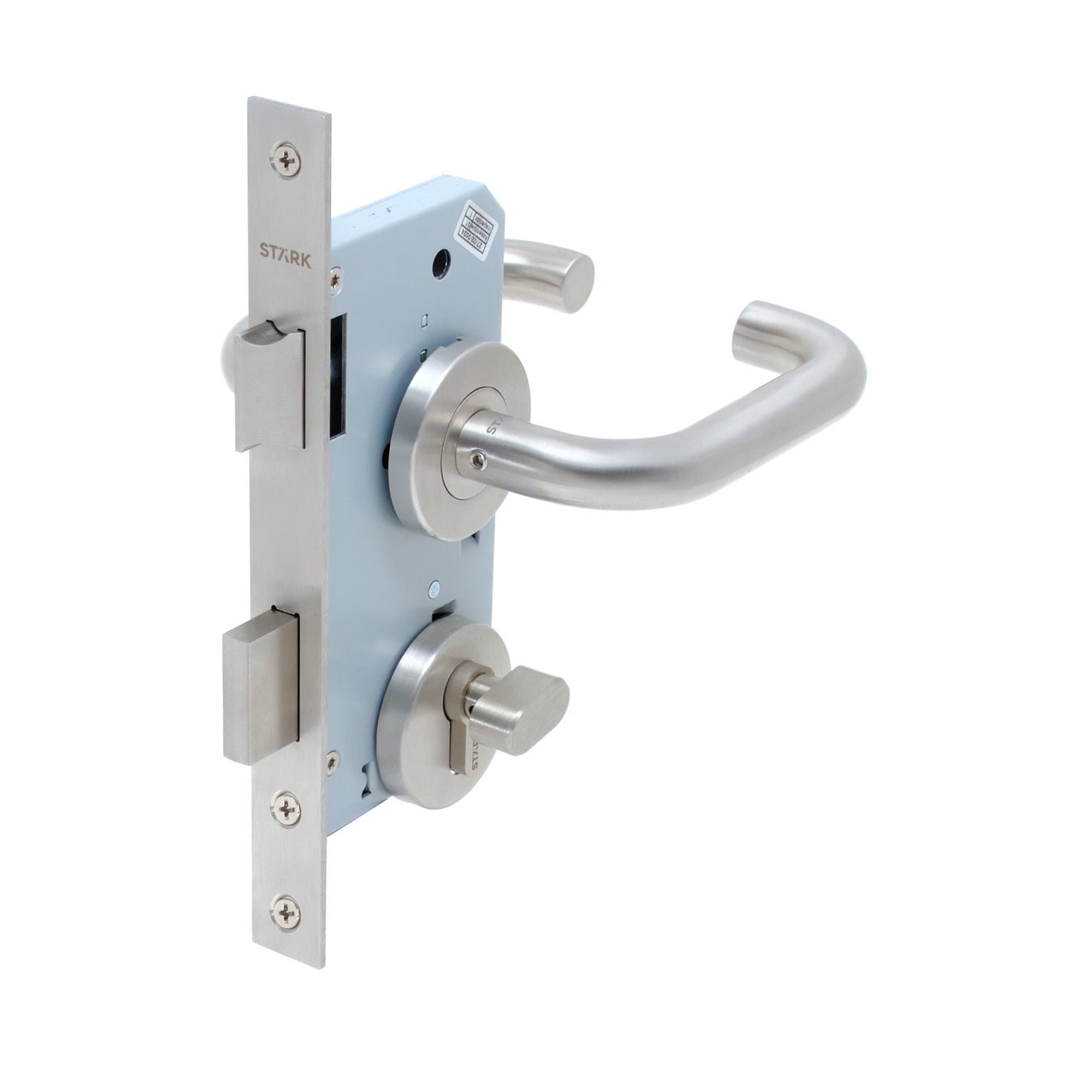 Stark Design - Cerradura De Embutir Puertas De Dormitorios, Bodegas, Oficinas. Cilindro Exterior Y Seguro Interior. Manillas Ambos Lados, Modelo: Tina. (acero Inoxidable 304). Sku: Sde204-ai.kit.tina