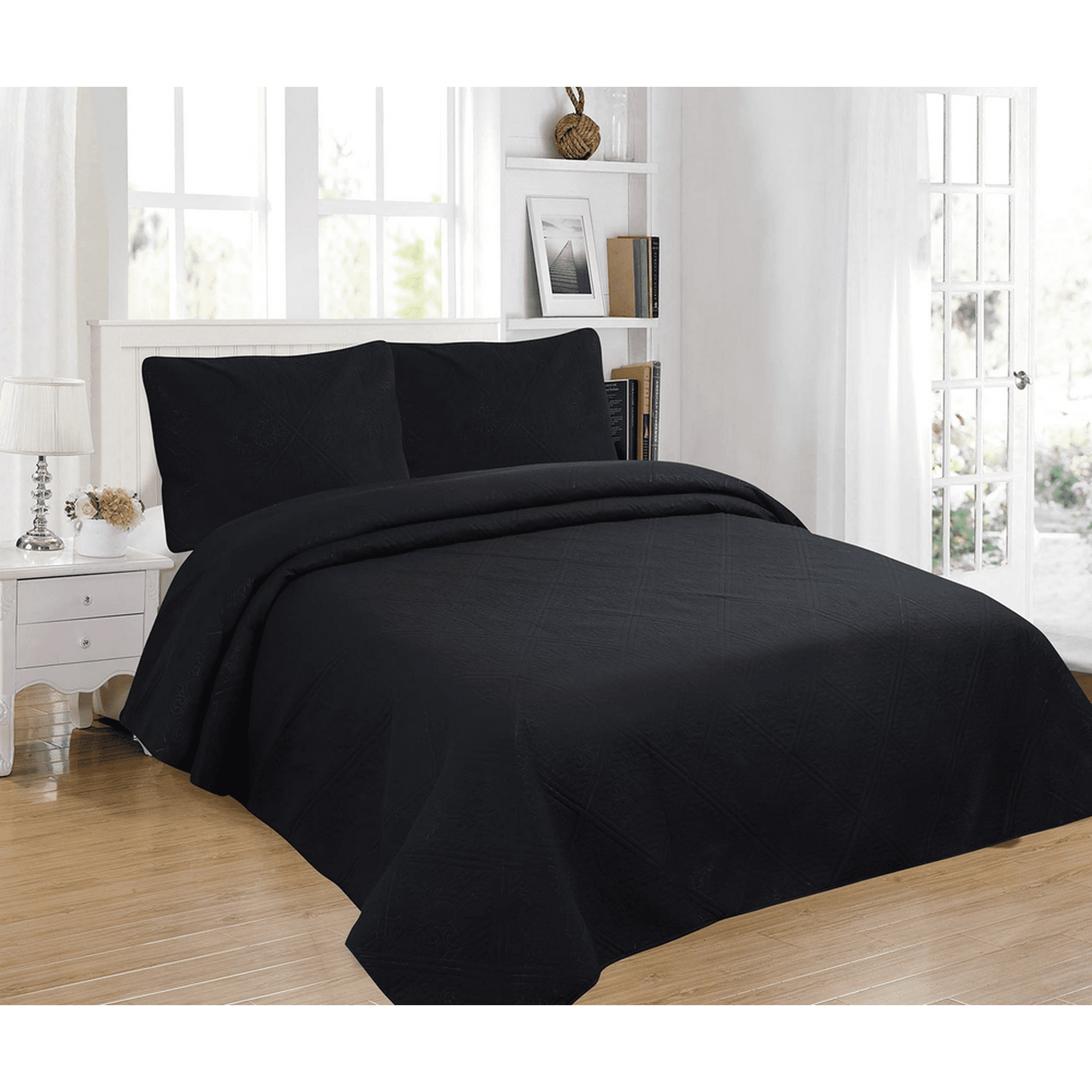 Genérico - Cubrecama Quilt Verano King Color Negro
