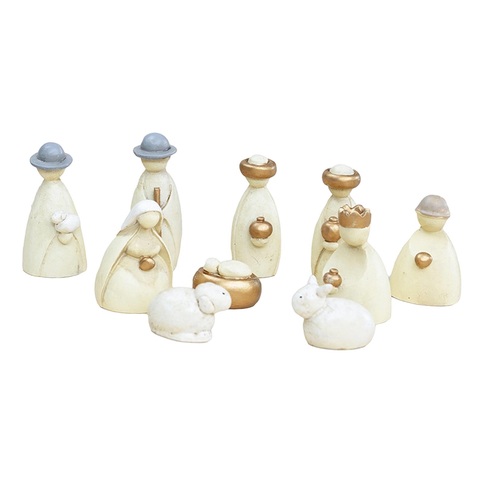 Magideal - 10 Piezas Belén De Navidad Set De Figuras Del Nacimiento Escultura Artística Adorno Para Estantería De Resina Con Fina Artesanía Adecuado Para Oficin Multi
