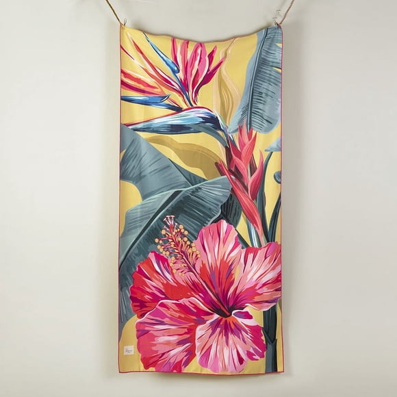 Toalla Playa Microfibra Hibiscus 90x180 Amarillo