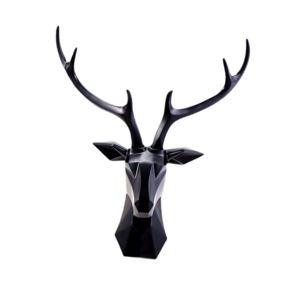 Figura Geométrica De Animal Con Escultura De Cabeza De Ciervo Para Sala De Vacaciones, Porche L Negro