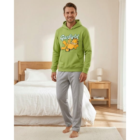 Pijama Hombre Franela Estampado Garfield Verde verde L