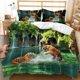 thumbnail image 2 of Tiger Animal Print Quilt Duvet Cover Set Doona Cover Pillowcase3-Piece Bedding Set, 2 of 5