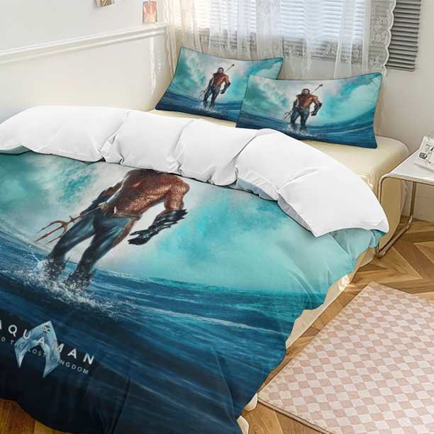 Aquaman Bedding Comforter Sets 3-Piece Bedding Set Soft Warm Bed Set for Bedroom All Season