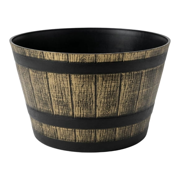 Macetero Plastico Diseño Efecto Barril De Madera Maceta XL