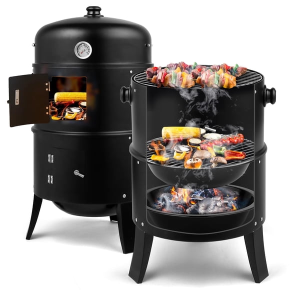 Ahumador BBQ Xeuemtey 43 cm Acero Carbón 3‑en‑1