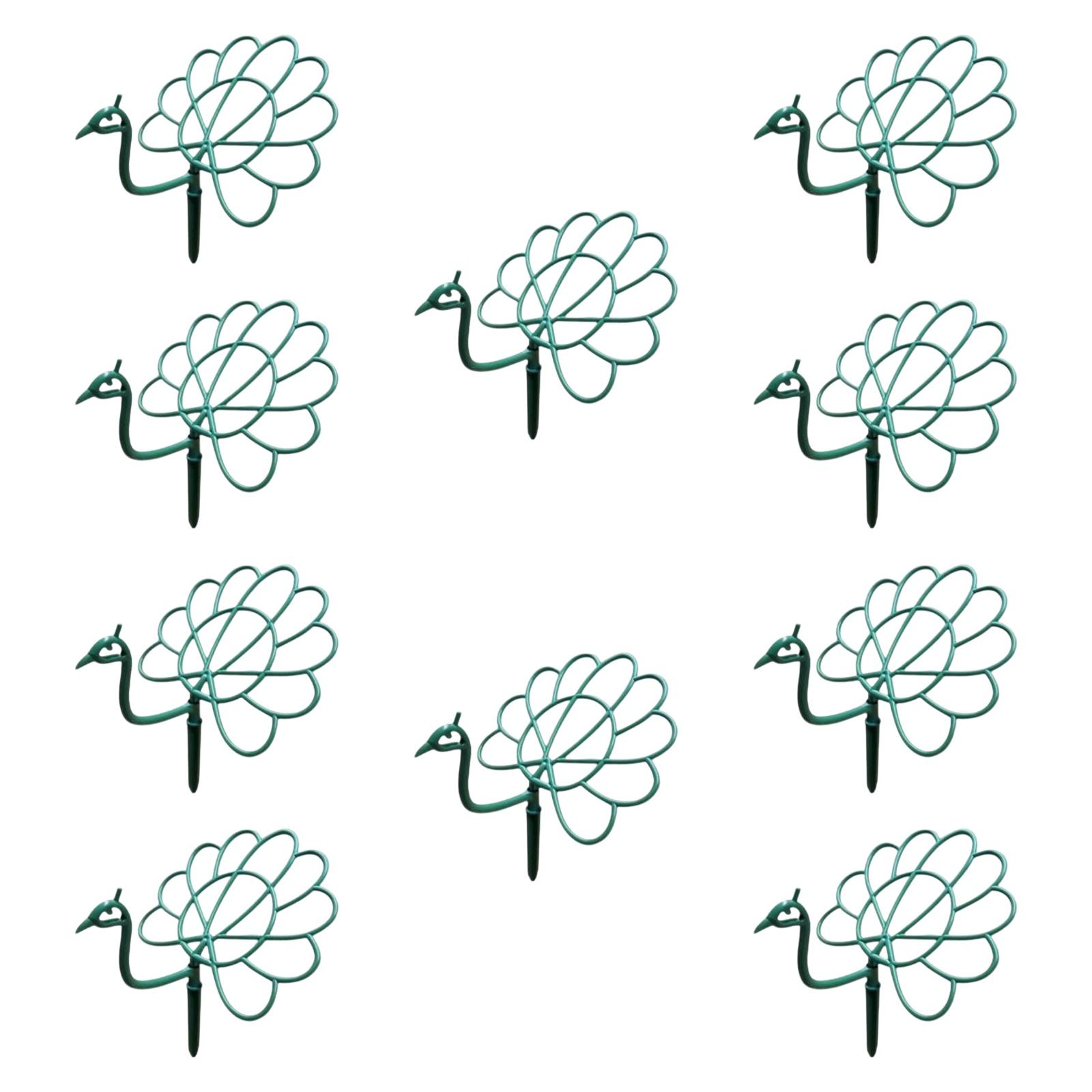 Ioensy - 10X Anillos De Soporte Para Plantas De Jardín, Estacas De Soporte Para Plantas De Pavo Real Para Césped De Parque